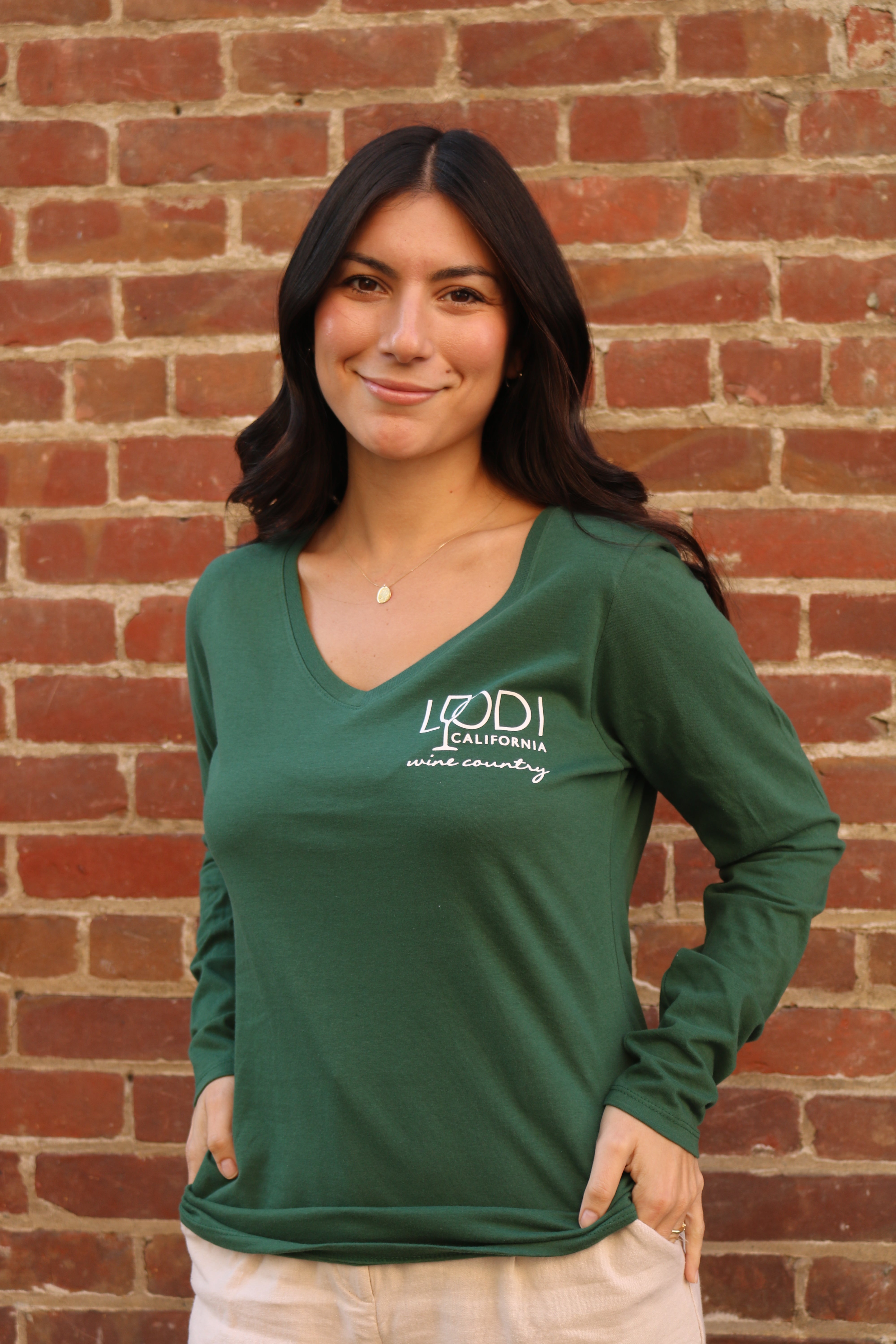 Women s ls stuck in lodi v neck my site